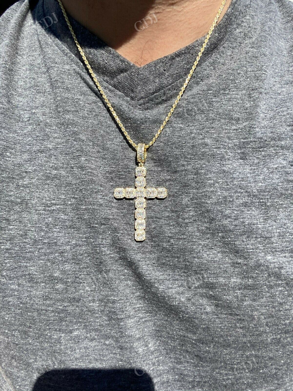 Baguette Diamond Cross Pendant  customdiamjewel   