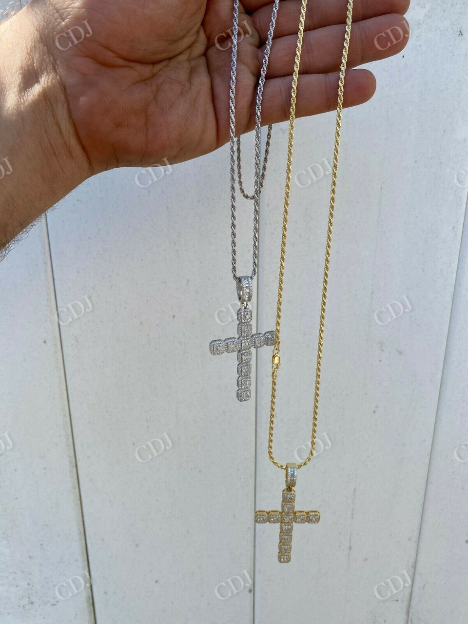 Baguette Diamond Cross Pendant  customdiamjewel   