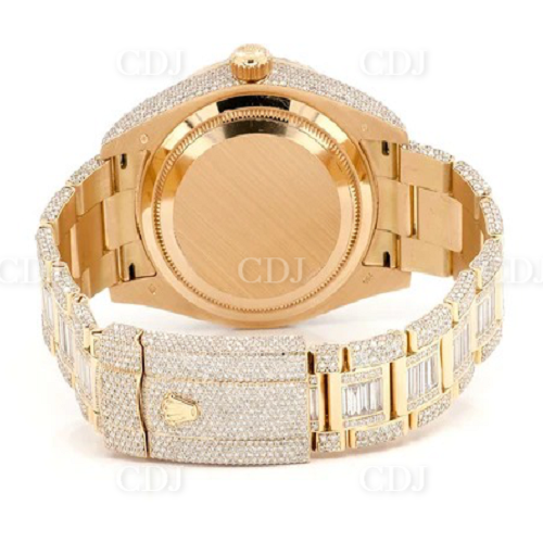 Latest Design Natural Diamond Yellow Gold Plated Watch Luxury Iced Out Automatic Mechanical Watch High Quality Fashion Watches  customdiamjewel   