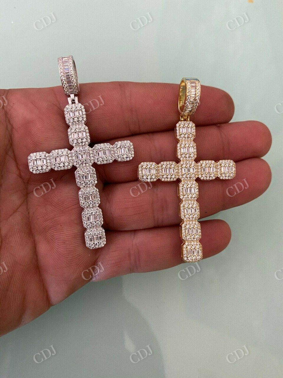 Baguette Diamond Cross Pendant  customdiamjewel   