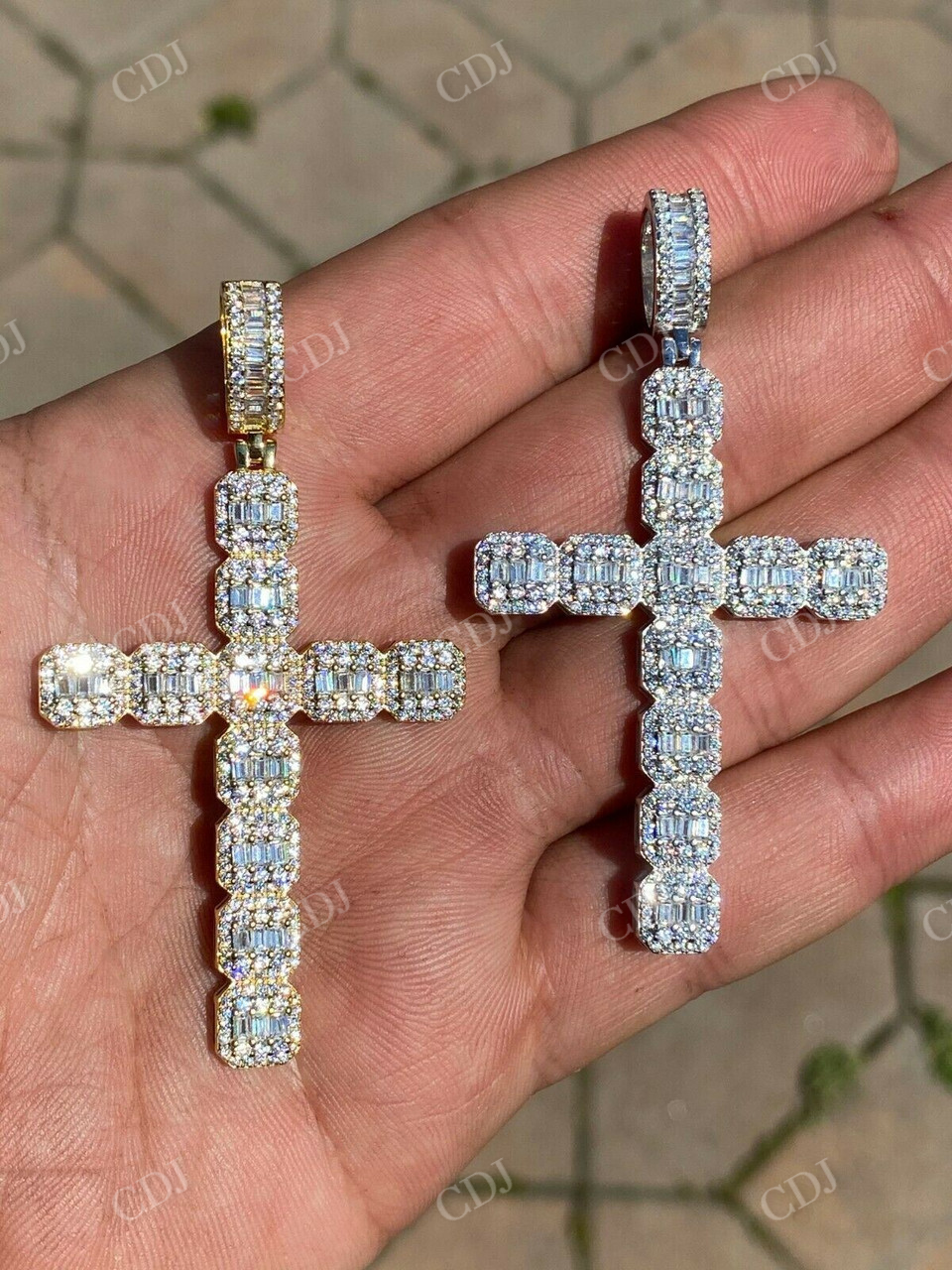 Baguette Diamond Cross Pendant  customdiamjewel   