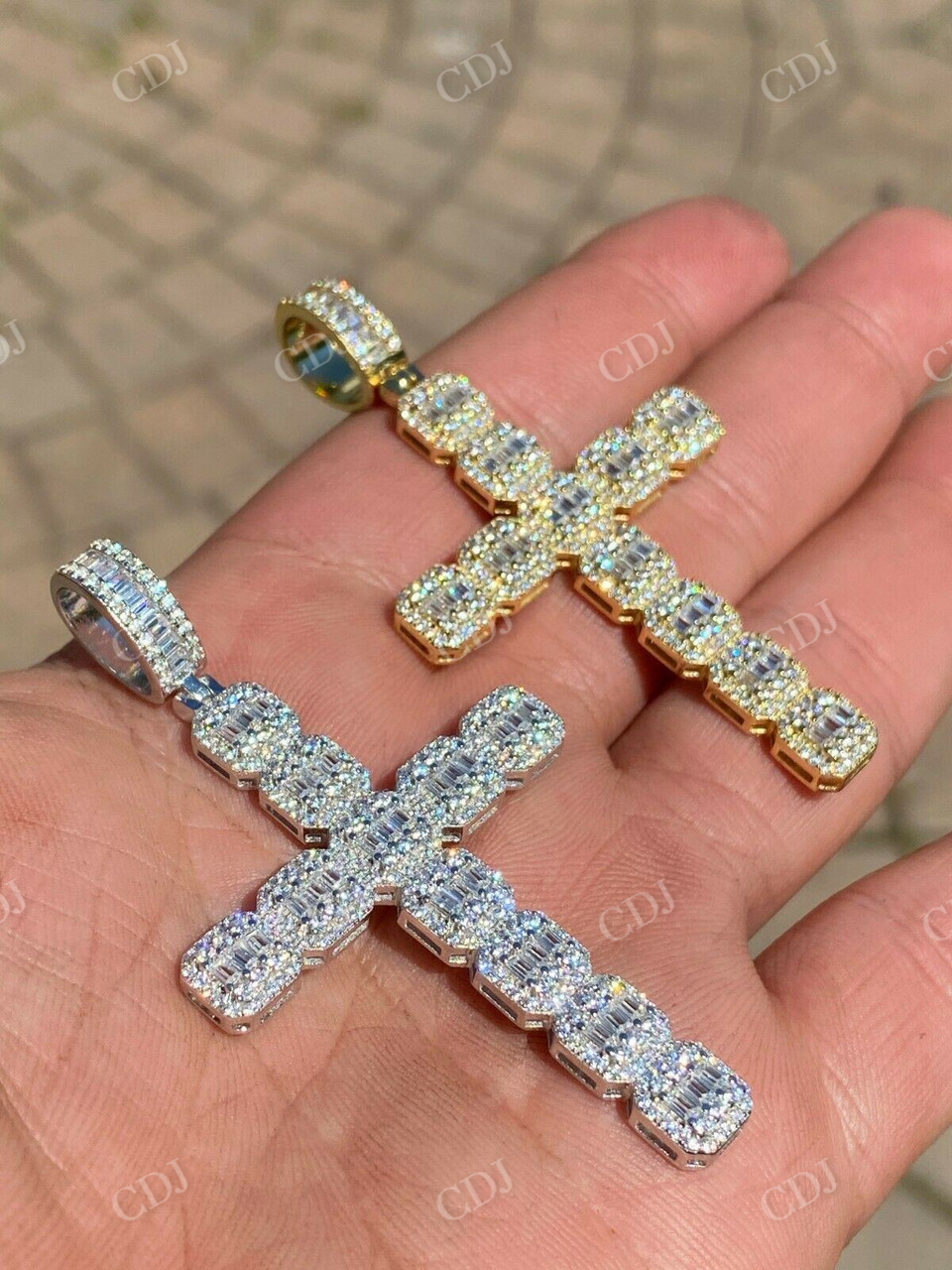 Baguette Diamond Cross Pendant  customdiamjewel   