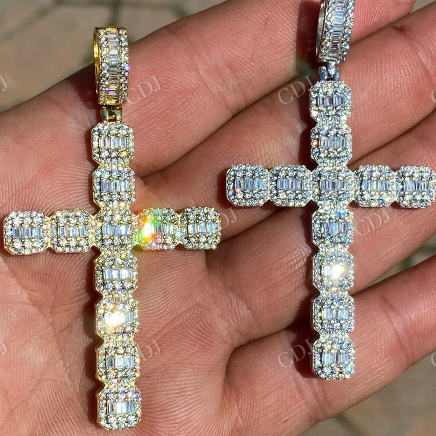 Baguette Diamond Cross Pendant  customdiamjewel   