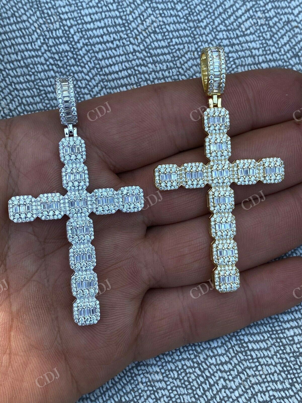 Baguette Diamond Cross Pendant  customdiamjewel   