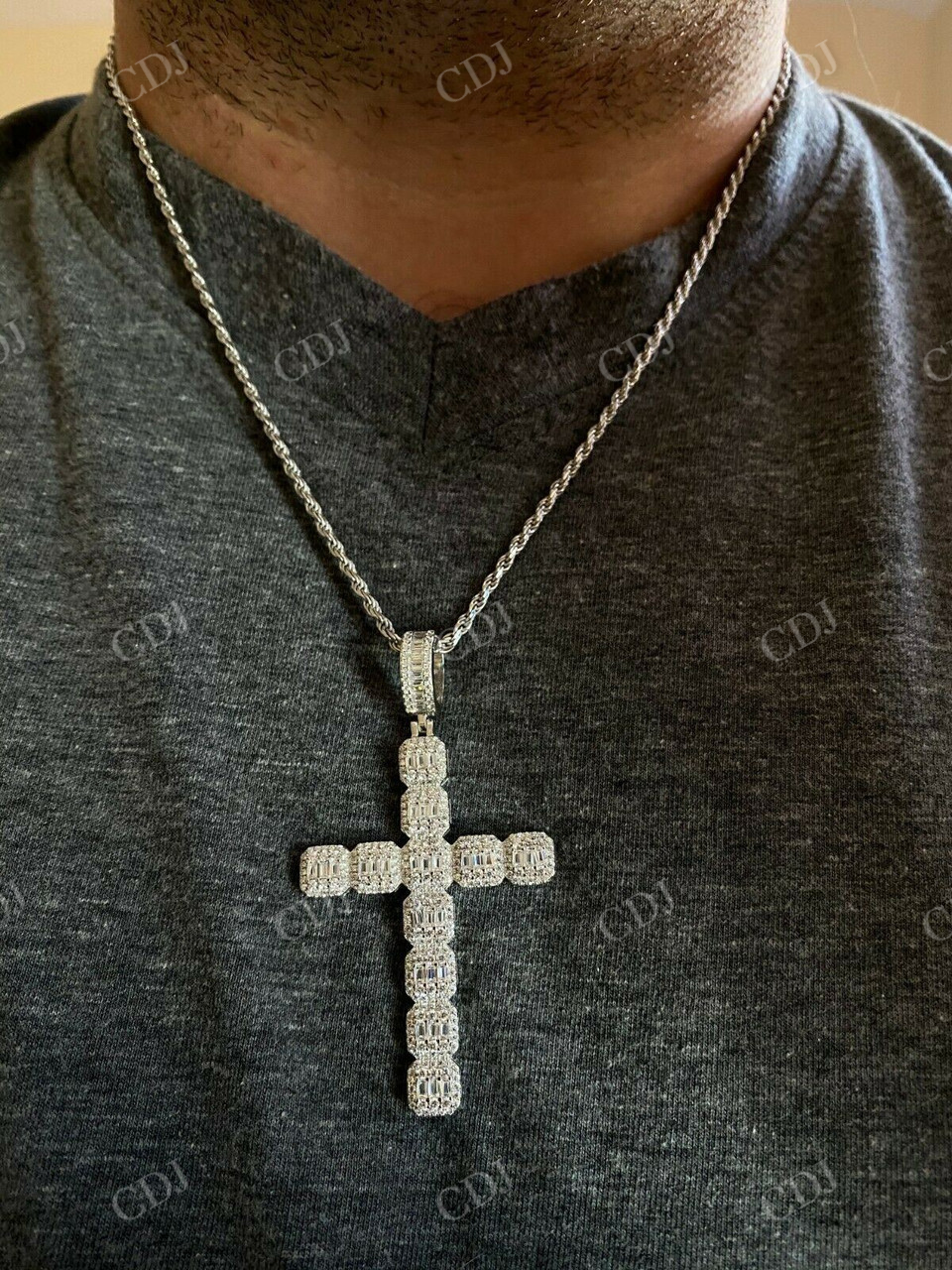 Baguette Diamond Cross Pendant  customdiamjewel   