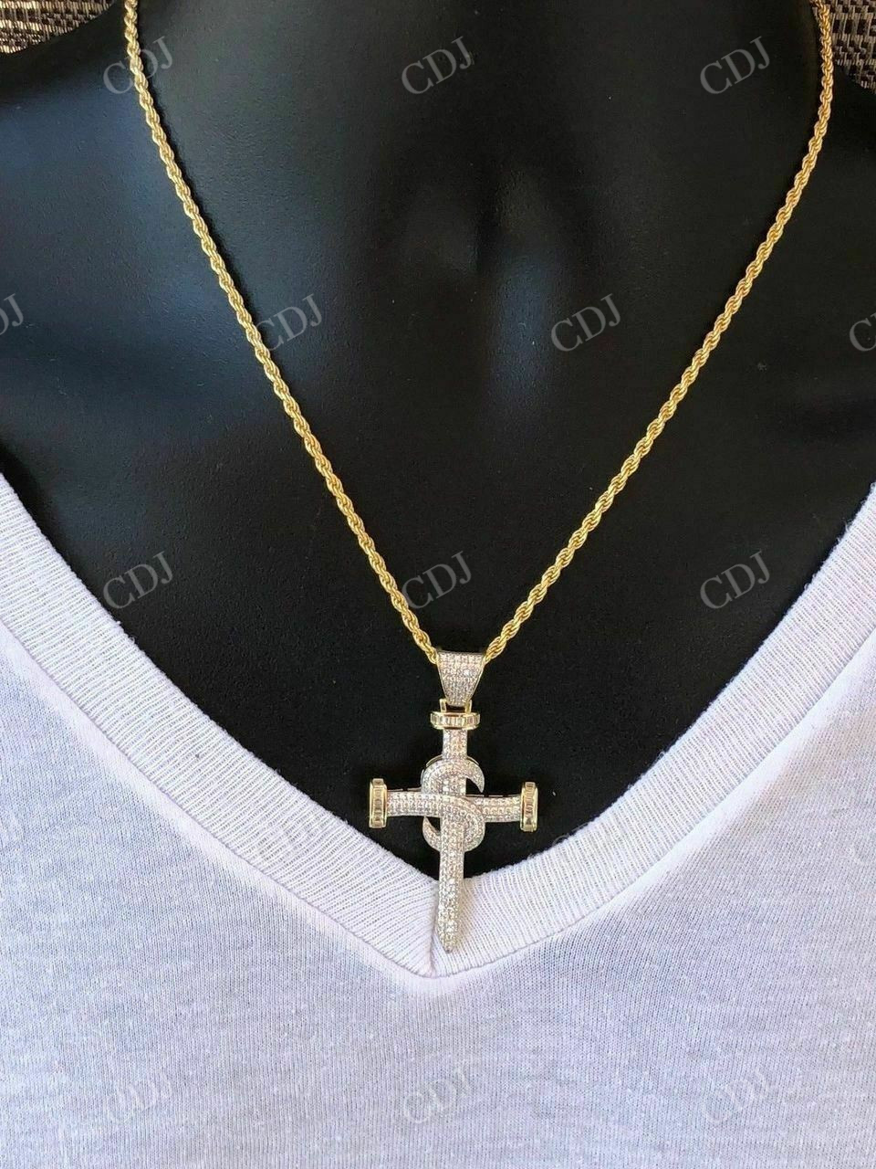 Super Iced Diamond Nail Cross Pendant  customdiamjewel   