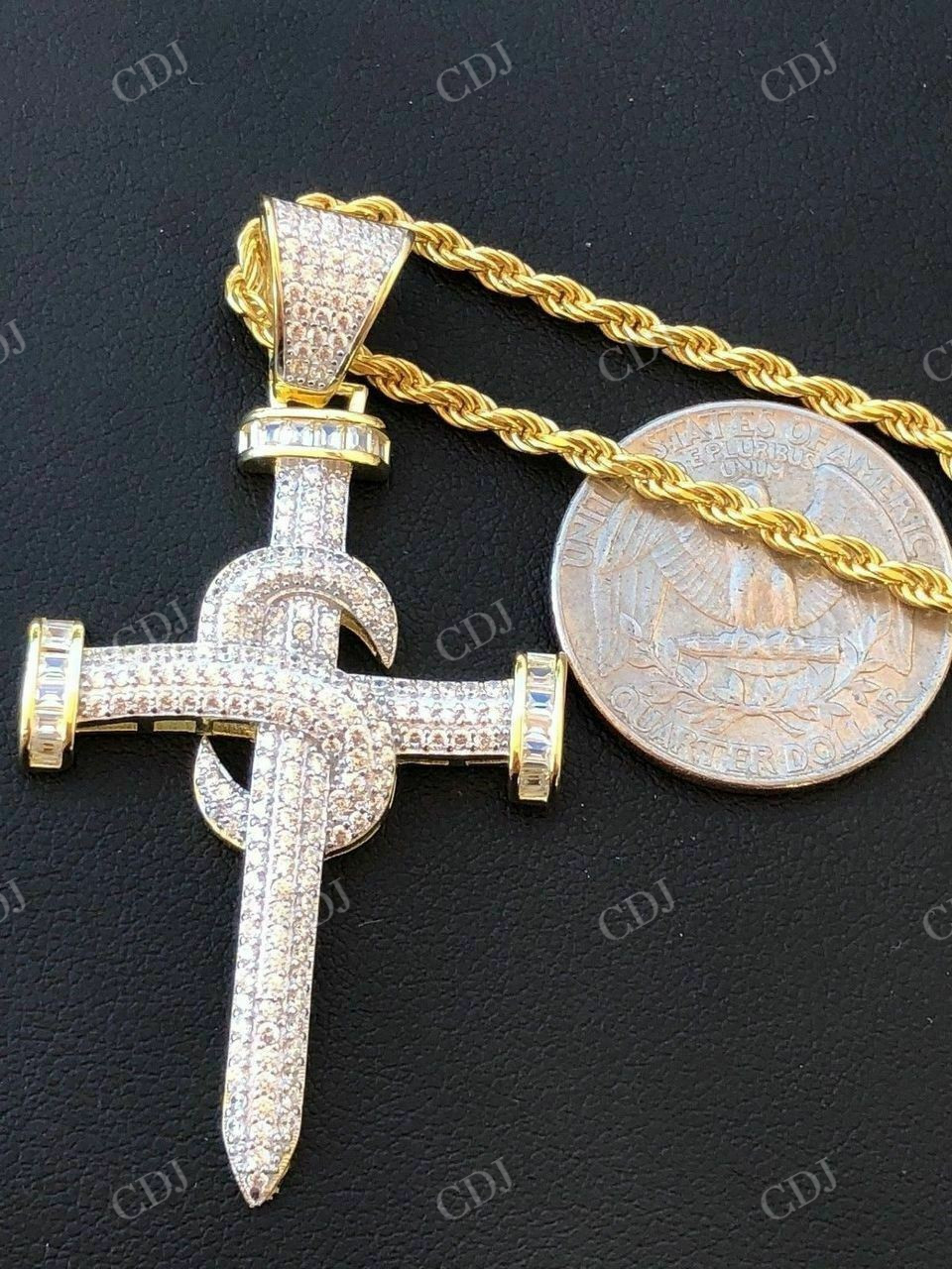 Super Iced Diamond Nail Cross Pendant  customdiamjewel   