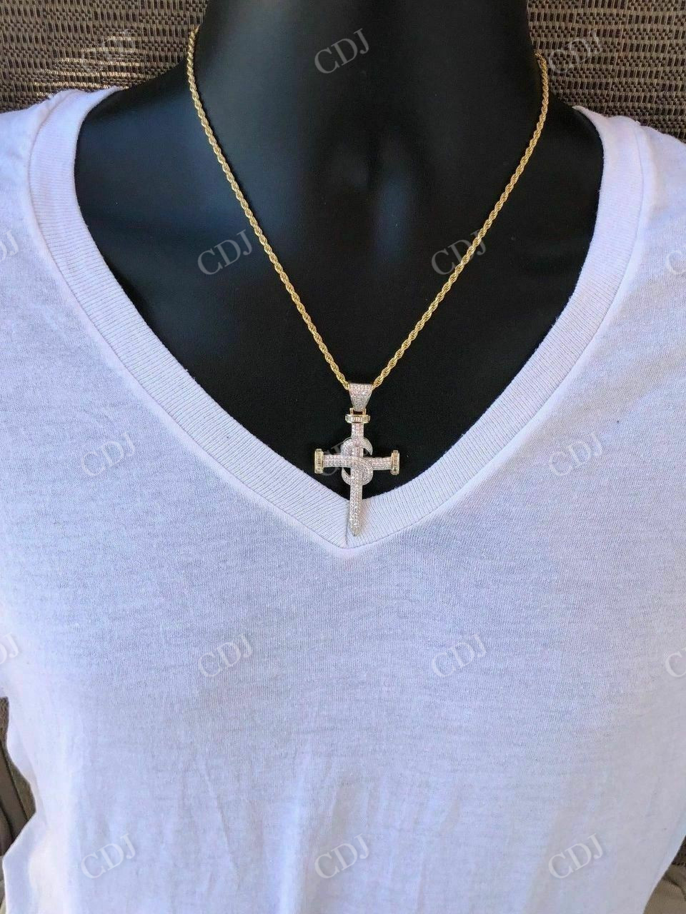 Super Iced Diamond Nail Cross Pendant  customdiamjewel   