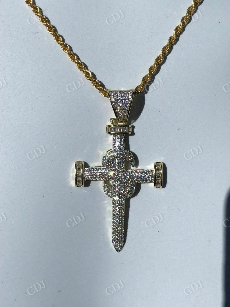 Super Iced Diamond Nail Cross Pendant  customdiamjewel   