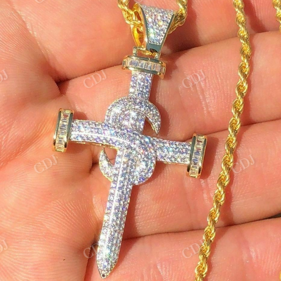 Super Iced Diamond Nail Cross Pendant  customdiamjewel   