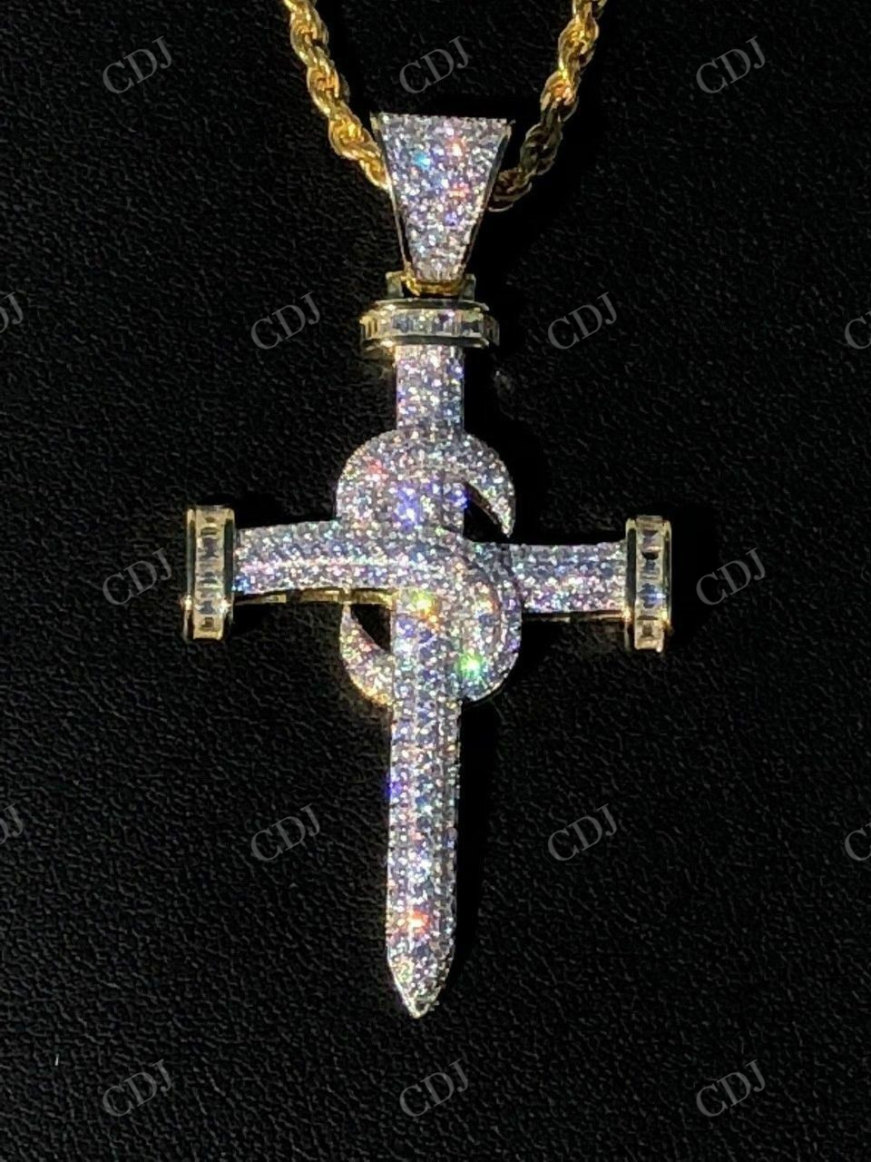 Super Iced Diamond Nail Cross Pendant  customdiamjewel   