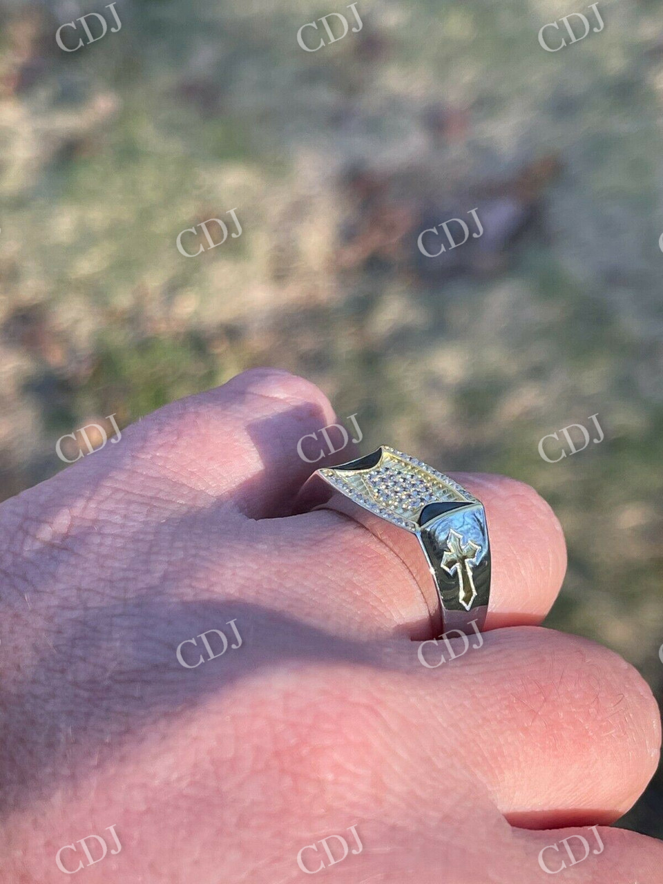 Mens Bling Two Tone Iced Out Hip Hop Ring  customdiamjewel   