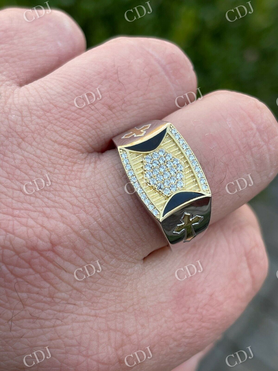 Mens Bling Two Tone Iced Out Hip Hop Ring  customdiamjewel   