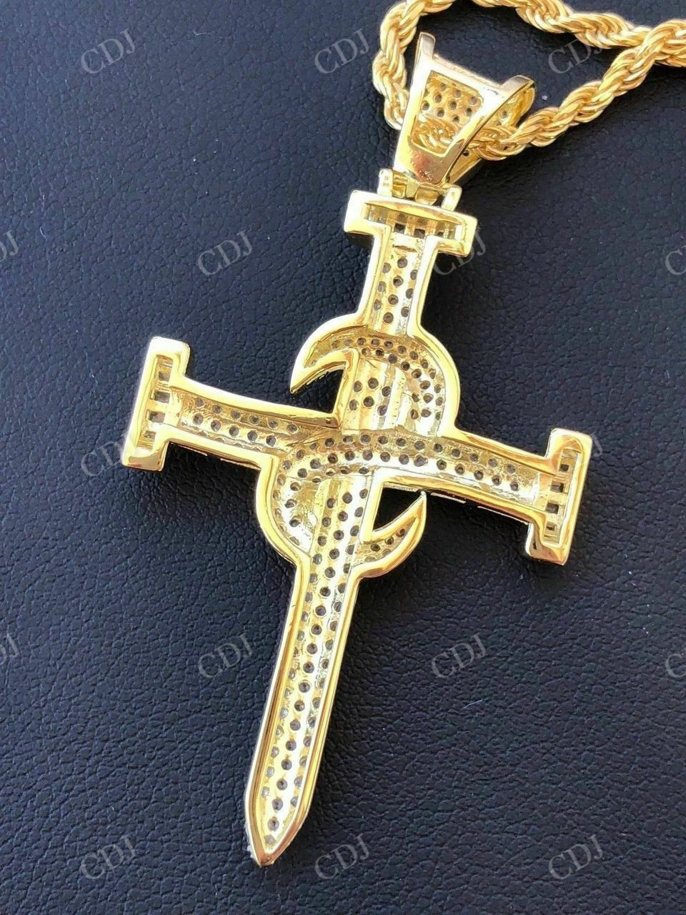 Super Iced Diamond Nail Cross Pendant  customdiamjewel   