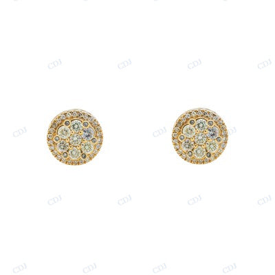 Yellow Gold Plated Round Cut Diamond Earrings hip hop jewelry CustomDiamJewel