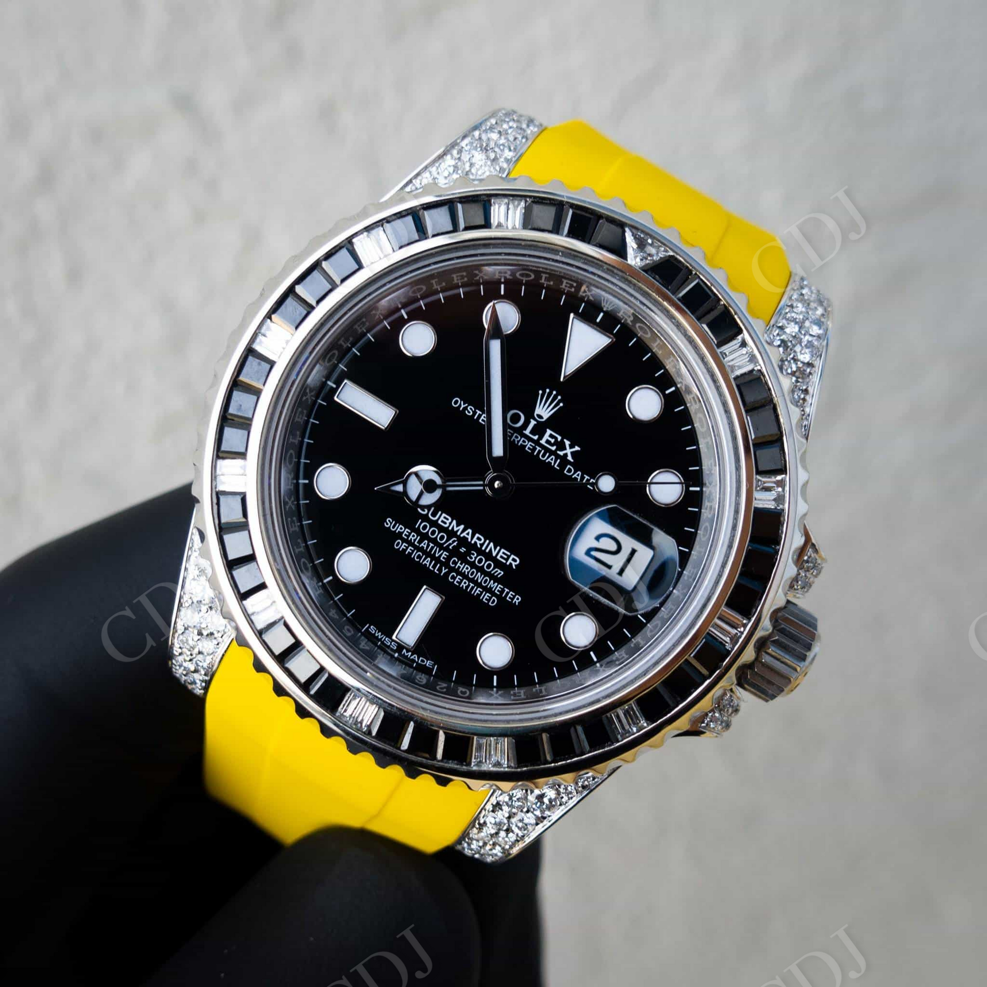 Rolex Black Onyx Bezel Custom Diamond Watch  customdiamjewel   