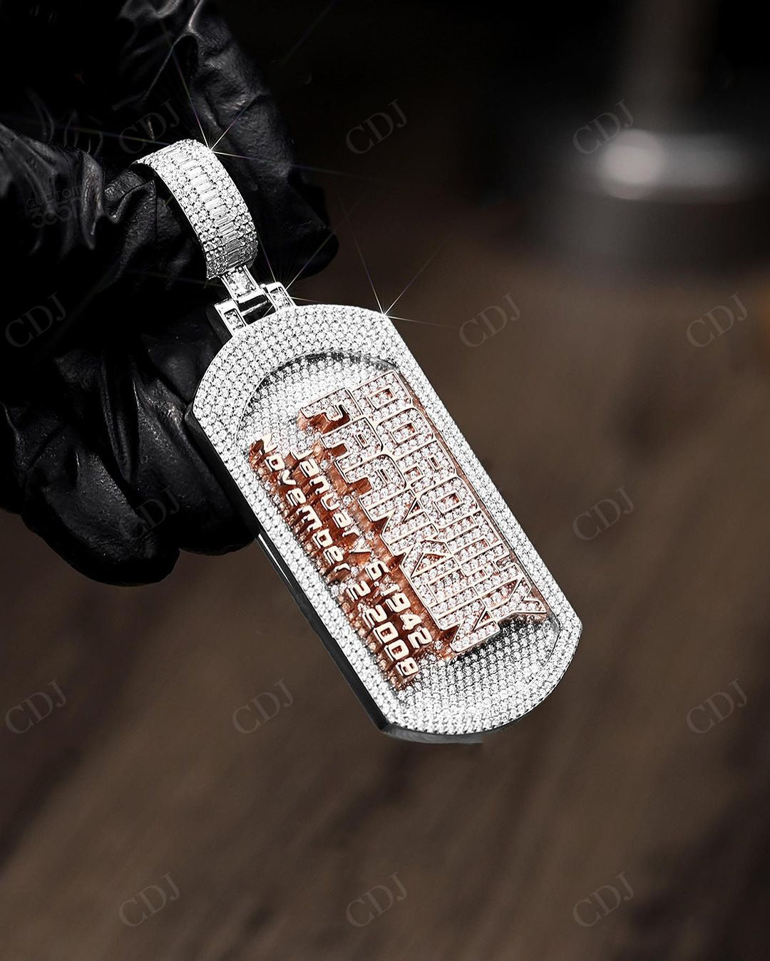 Sterling Silver Lab Grown Diamond Dog Tag Pendant hip hop jewelry CustomDiamJewel   