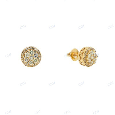 Yellow Gold Plated Round Cut Diamond Earrings hip hop jewelry CustomDiamJewel