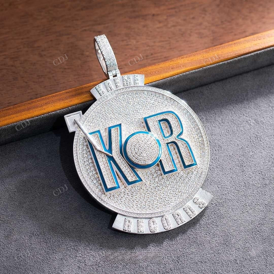 Fully Iced out KOR Letter Round Hip Hop Pendant hip hop jewelry customdiamjewel   