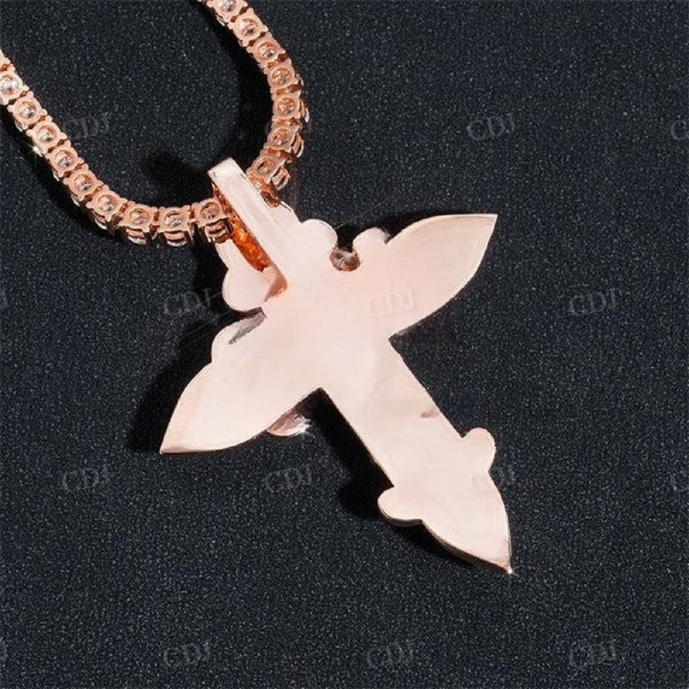 Tall Iced Out Flower Style Cross Diamond Pendant  customdiamjewel   