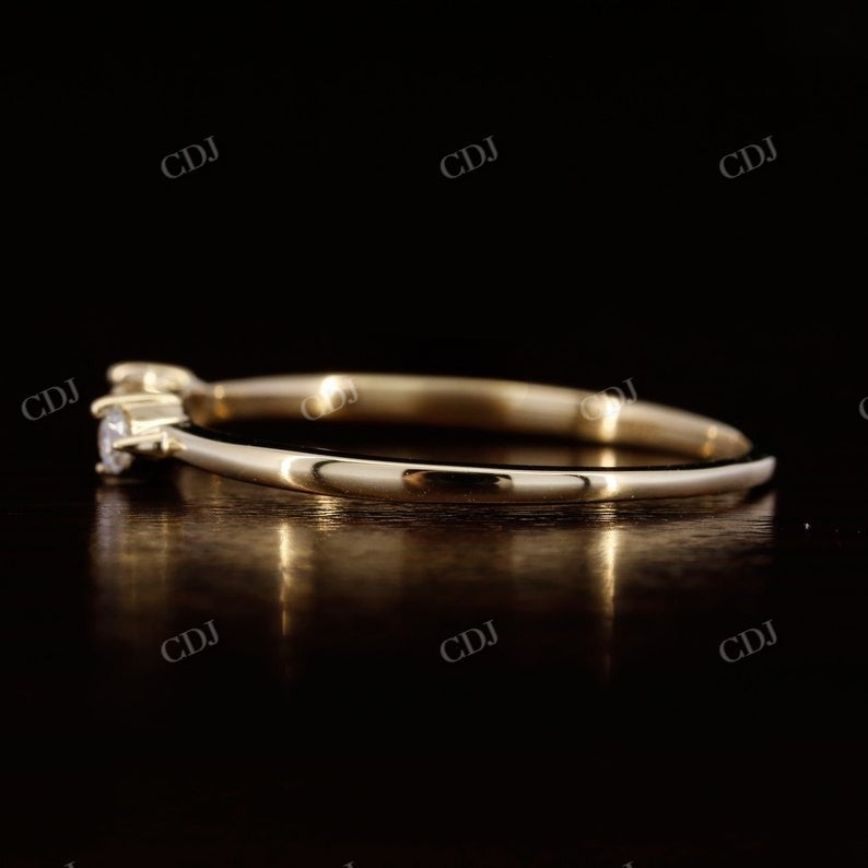 Three Stone Round And Baguette Natural Diamond Band  customdiamjewel   