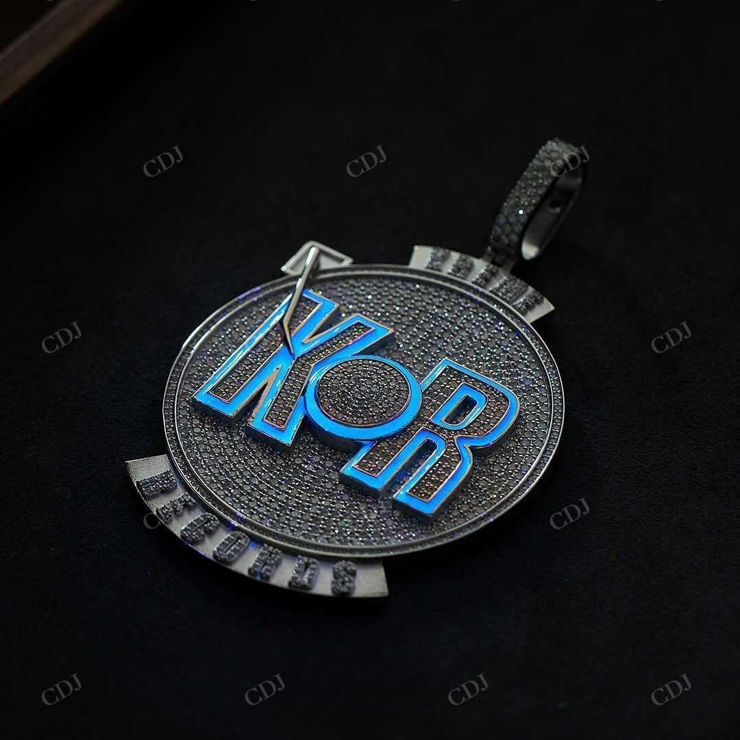 Fully Iced out KOR Letter Round Hip Hop Pendant hip hop jewelry customdiamjewel   