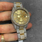 Rolex Sky Dweller Champagne Dial Iced Out Watch  customdiamjewel   