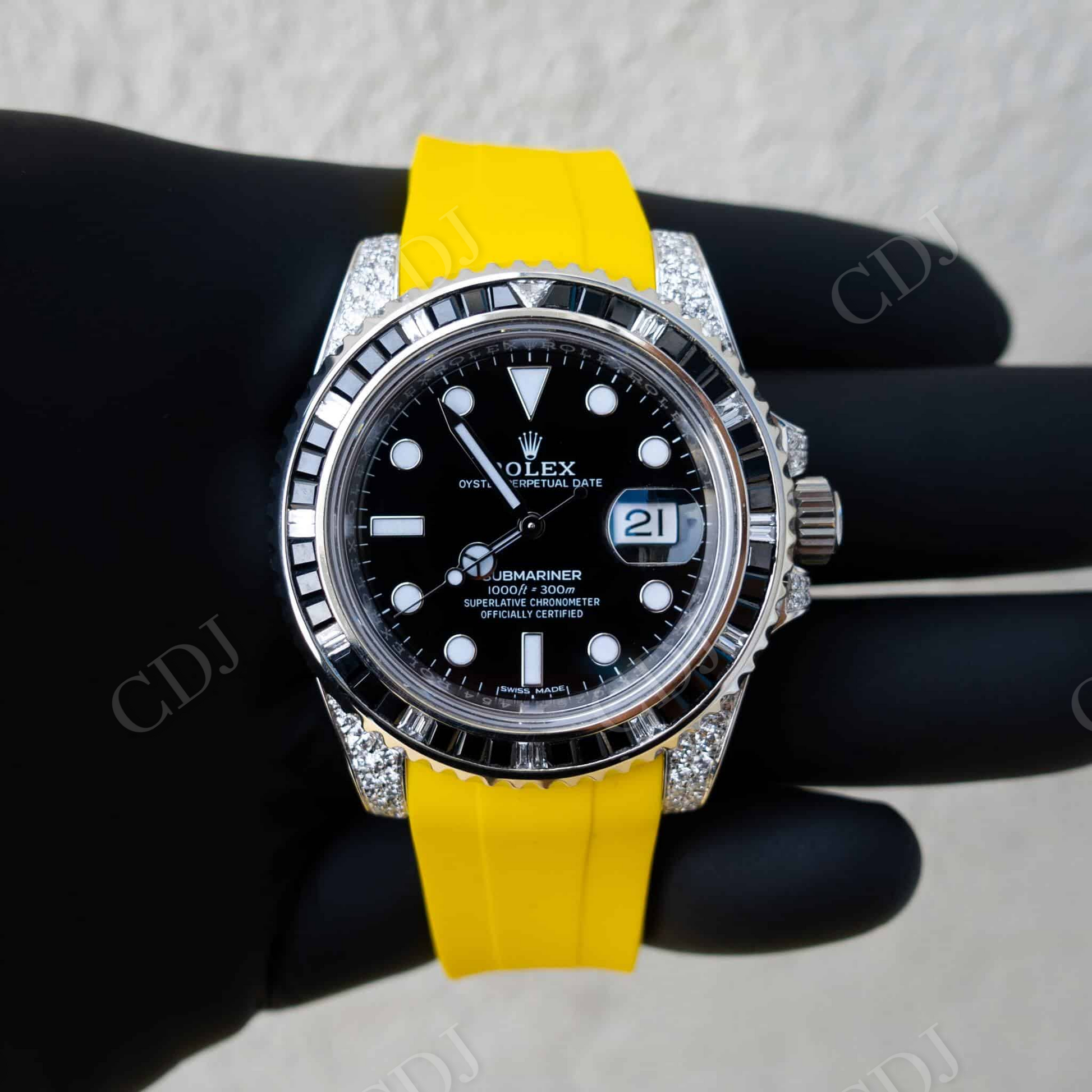 Rolex Black Onyx Bezel Custom Diamond Watch  customdiamjewel   