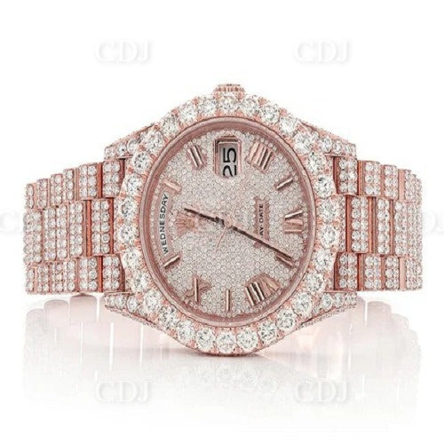 Luxury Hip Hop Men's Iced Out Bust Down Custom Moissanite Watch (23.96CTW)  customdiamjewel   