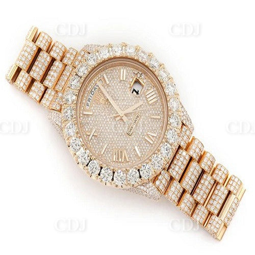 Rolex Day-Date 40 MM Diamond Dial Stainless Steel Luxury Wrist Watch (22.23CTW)  customdiamjewel   