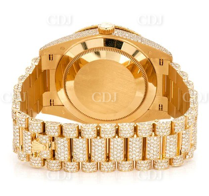 Popular Fully Studded Round Cut Natural Diamond Watch Stainless Steel Stylish Custom Hip Hop Watch Elegant Gold Fashion Jewelry  customdiamjewel   