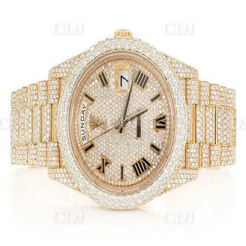 Hand Setting New Arrival Natural Diamond Watch Luxury Stainless Steel Iced Out Hip Hop Genuine Diamond Wholesale Watches For Men  customdiamjewel   