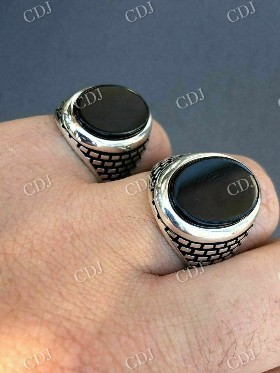 Black Onyx Moissanite Hip Hop Ring  customdiamjewel   