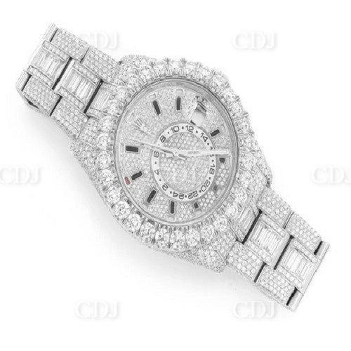 Natural Diamond Full Iced Out Men Luxury Brand Custom White Gold Plated Wrist Watches Free Shipping High Quality Diamond Jewelry  customdiamjewel   