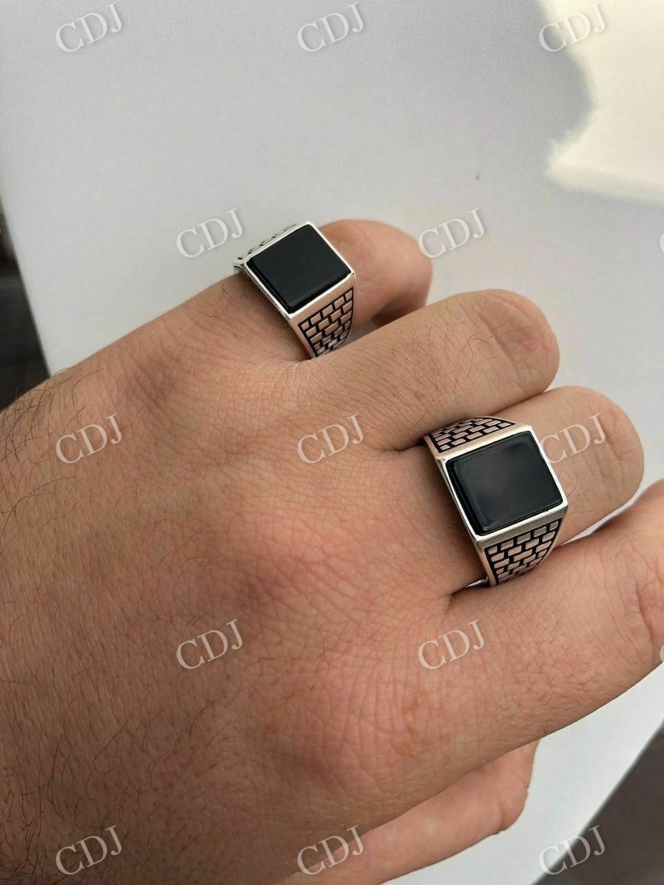 Square Shaped Black Onyx Hip Hop Ring  customdiamjewel   