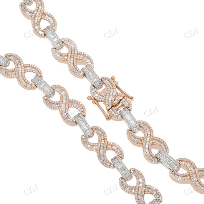 Two Tone Moissanite Diamond Infinity Link Chain hip hop jewelry CustomDiamJewel