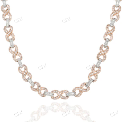 Two Tone Moissanite Diamond Infinity Link Chain hip hop jewelry CustomDiamJewel