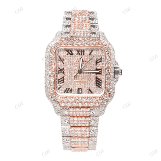 Two Tone Cartier Santos Diamond Watch  customdiamjewel   