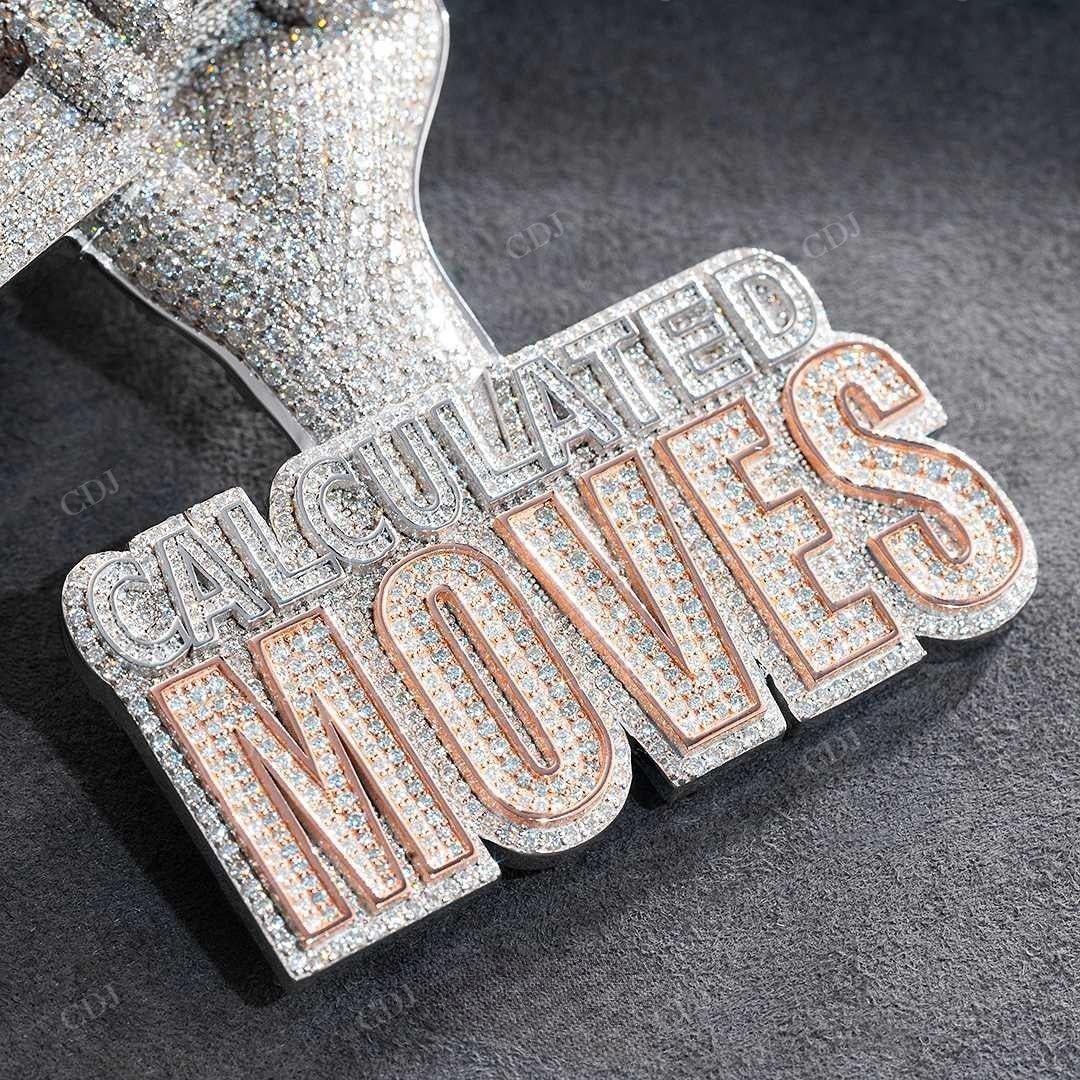 Two Tone Calculated Moves Letter Iced Out Diamond Pendant hip hop jewelry customdiamjewel   