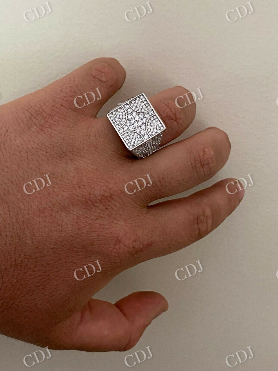 Square Shaped Iced Out Hip Hop Ring  customdiamjewel   