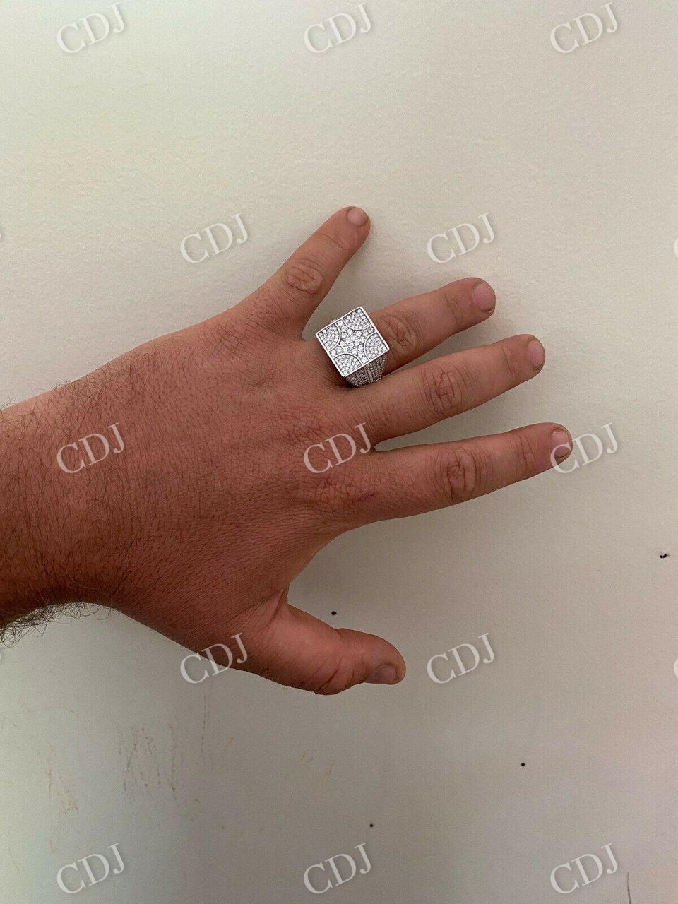 Square Shaped Iced Out Hip Hop Ring  customdiamjewel   