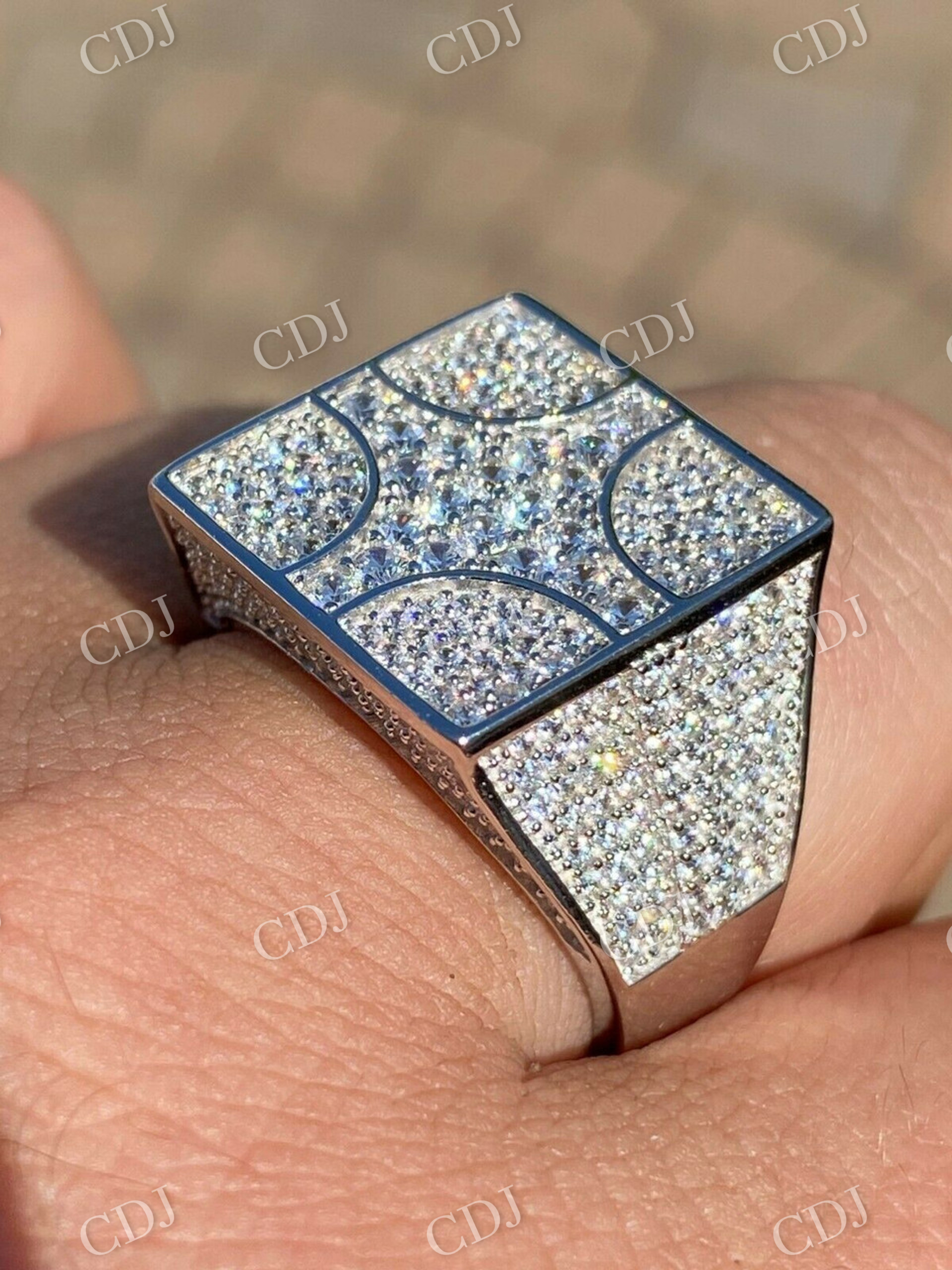 Square Shaped Iced Out Hip Hop Ring  customdiamjewel   