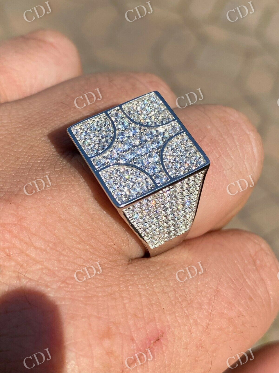 Square Shaped Iced Out Hip Hop Ring  customdiamjewel   