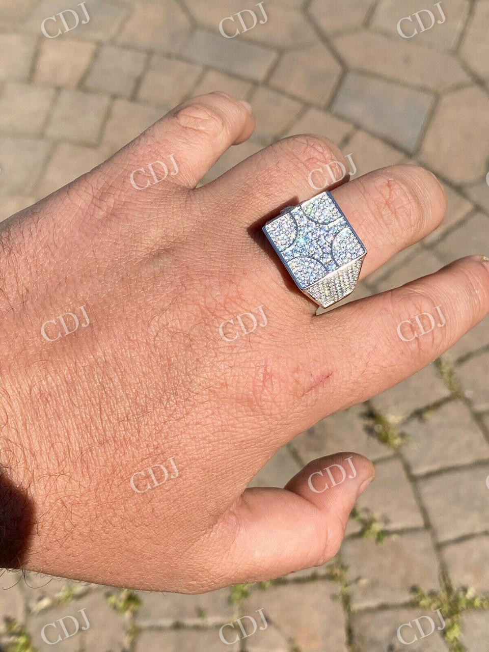 Square Shaped Iced Out Hip Hop Ring  customdiamjewel   