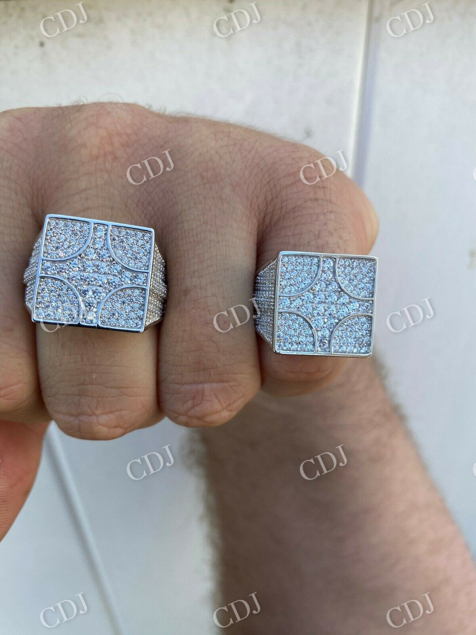 Square Shaped Iced Out Hip Hop Ring  customdiamjewel   