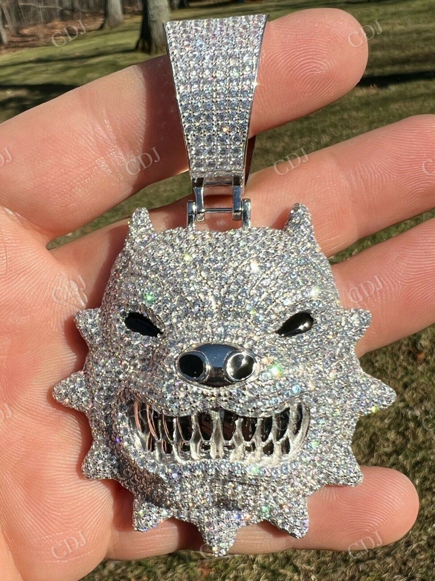 Angry Pitbull Dog Animal Pendant  customdiamjewel   