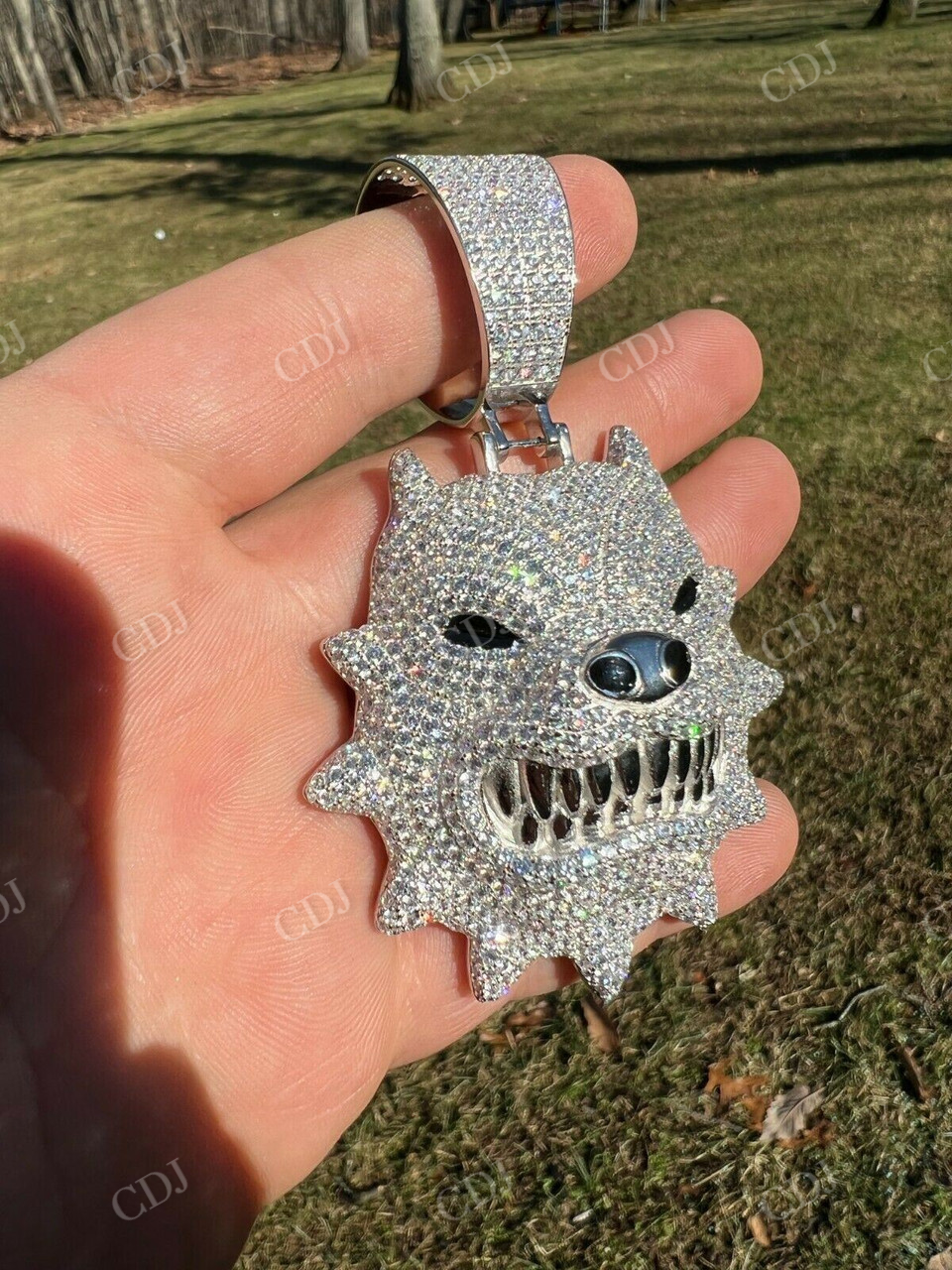 Angry Pitbull Dog Animal Pendant  customdiamjewel   