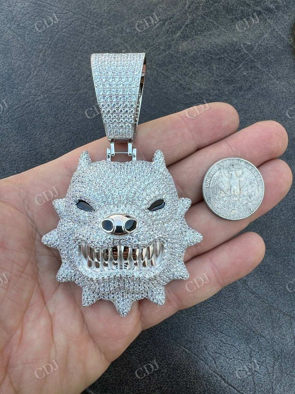 Angry Pitbull Dog Animal Pendant  customdiamjewel   