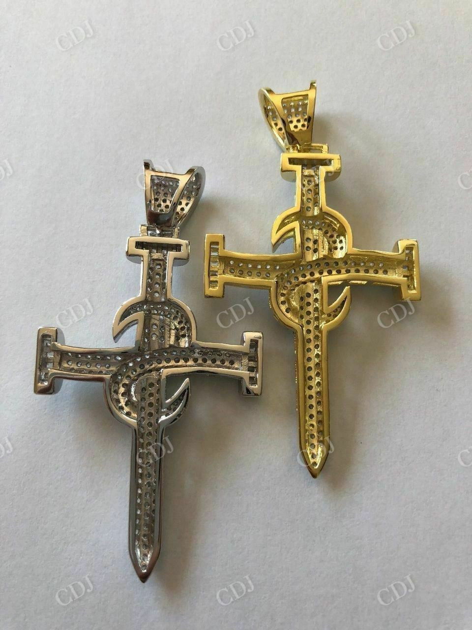 Real Iced Diamond Nail Cross Pendant  customdiamjewel   