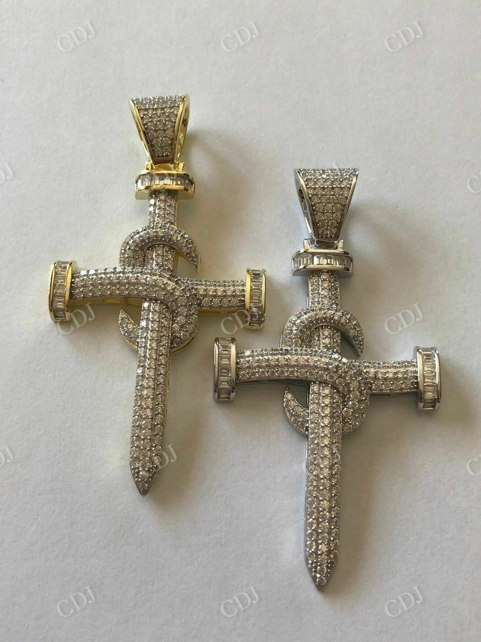 Real Iced Diamond Nail Cross Pendant  customdiamjewel   